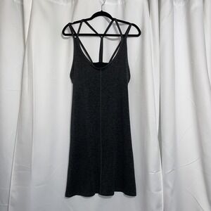 PATAGONIA Athletic Tank Dress Womens Large Black Gray Active Wear Built In Bra